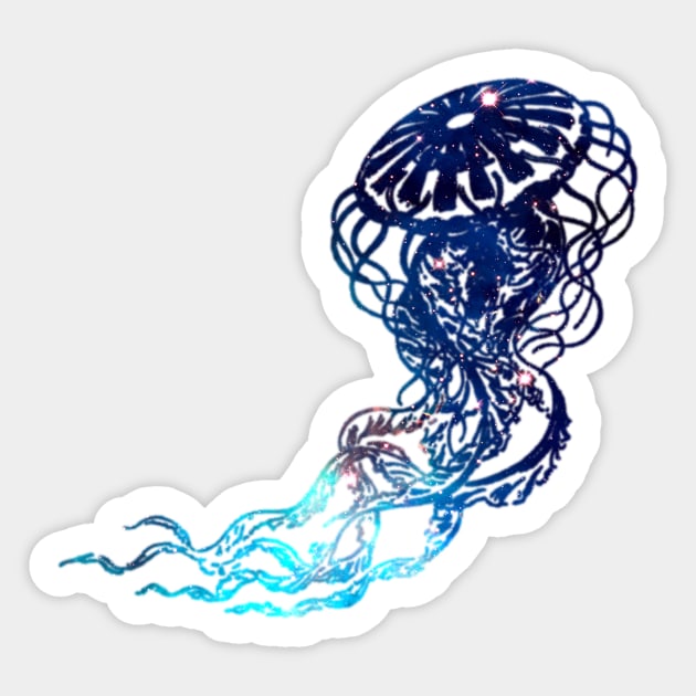 Blue Galactic Jelly Fish Sticker by Bluepress